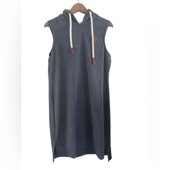 WANAKOME Nancy Dress in Blue Hooded Sleeveless Sweater dress size Large - Picture 2 of 8